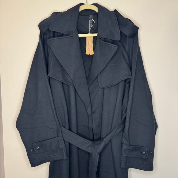 NWT Skims Oversized Boyfriend Trench Coat Large Black - Picture 2 of 4